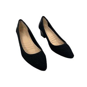 Adrienne Vittadini Women’s Faro Knit Pump 9M Black 2” Square Chunky Heel Pointy